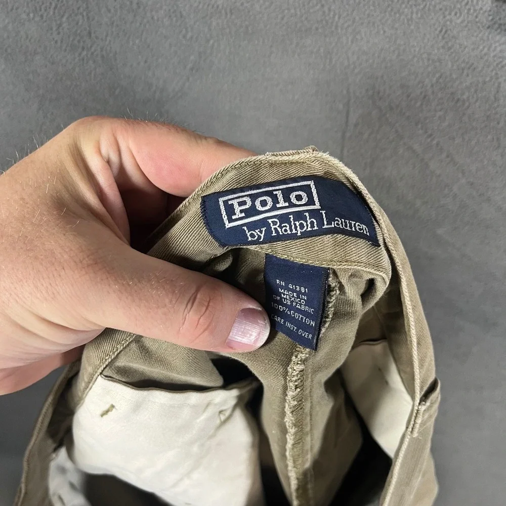 Polo Ralph Lauren Mens Chino Shorts Tan Khaki Cotton Twill Size 40 Flat Front